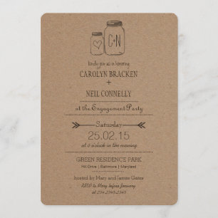 Invitación Partido de compromiso del corazón del monograma ma