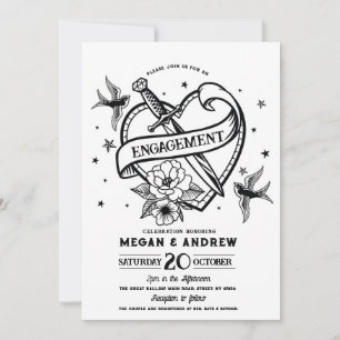 Invitación Partido de compromiso del corazón Tatuaje tradicio
