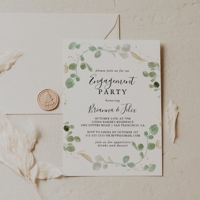 Invitación Partido de compromiso del follaje de oro de confet (Subido por el creador)