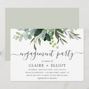 Invitación Partido de compromiso del follaje verde Eucalyptus
