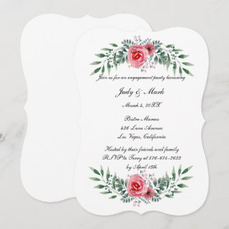 Invitación Partido de compromiso del follaje verde rosa rosa