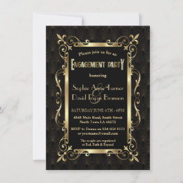 Invitación Partido de compromiso del oro Art Deco de Royal Ro