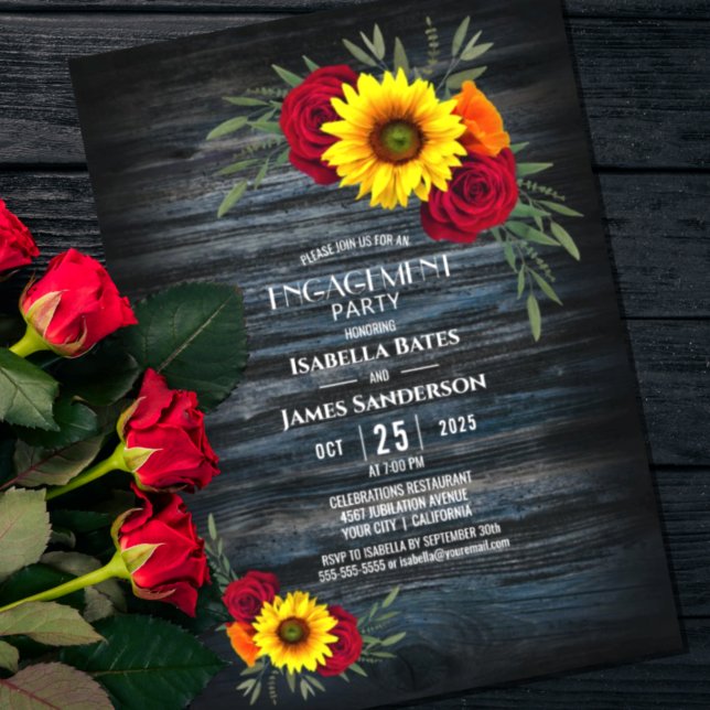 Invitación Partido de compromiso del Rosa de girasol de la ma (Subido por el creador)