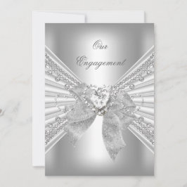 Invitación Partido de compromiso Diamante Corazón Blanco Plat