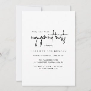 Invitación Partido de compromiso elegante blanco y negro eter