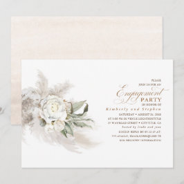 Invitación Partido de Compromiso Elegante de Grass Floral Whi