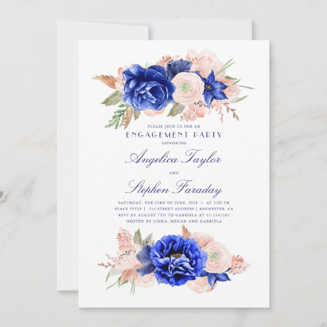 Invitación Partido de compromiso elegante de la Marina y la F (Anverso)