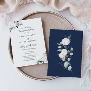 Invitación Partido de compromiso Eucalyptus Cotton White Mode