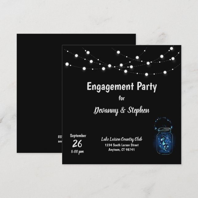 Invitación Partido de compromiso Firefly Night Personalizado  (Anverso / Reverso)