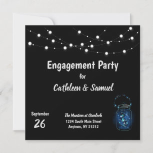 Invitación Partido de compromiso Firefly Night Personalizado 