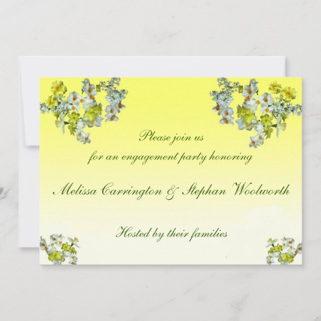 Invitación Partido de compromiso floral amarillo (Anverso)