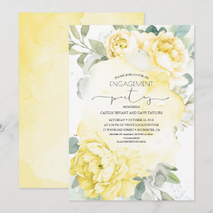 Invitación Partido de compromiso floral amarillo