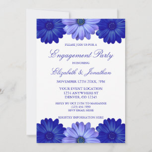 Invitación Partido de compromiso floral azul