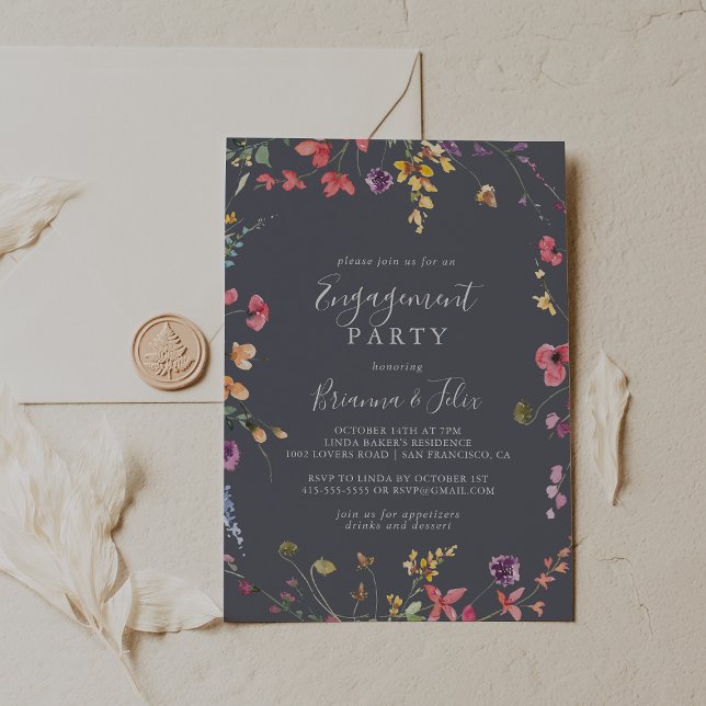 Invitación Partido de compromiso floral azul silvestre clásic (Subido por el creador)
