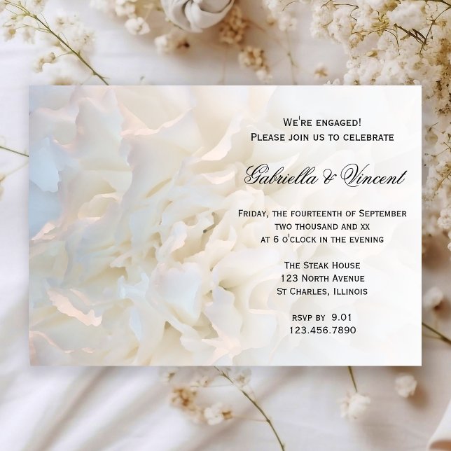 Invitación Partido de compromiso floral blanco (Subido por el creador)