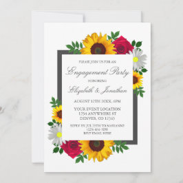 Invitación Partido de compromiso floral Daisy Rosa de girasol