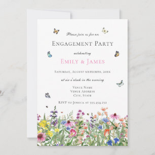 Invitación Partido de compromiso floral de acuarela