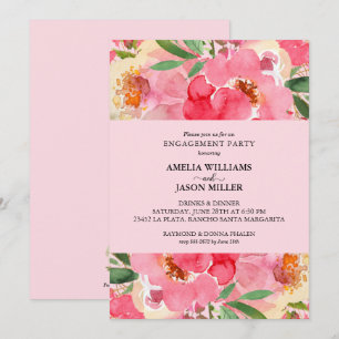 Invitación Partido de compromiso floral de acuarela