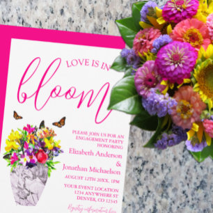 Invitación Partido de compromiso floral de amor en flor
