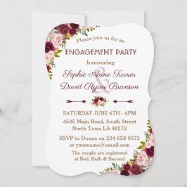 Invitación Partido de compromiso floral de Borgoña Rusa Marsa