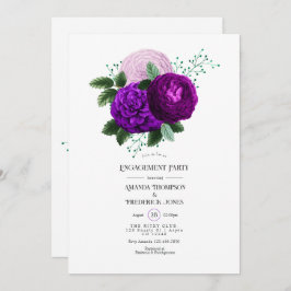Invitación Partido de compromiso floral de color morado y ver