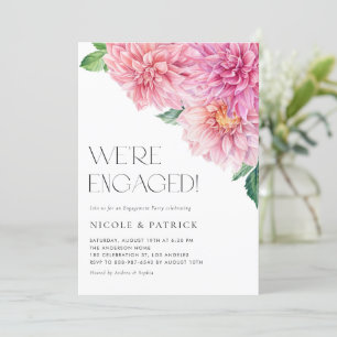 Invitación Partido de compromiso floral de Dahlia rosa de col
