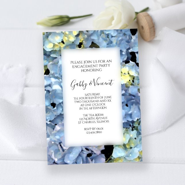 Invitación Partido de compromiso floral de Hydrangea Azul (Subido por el creador)