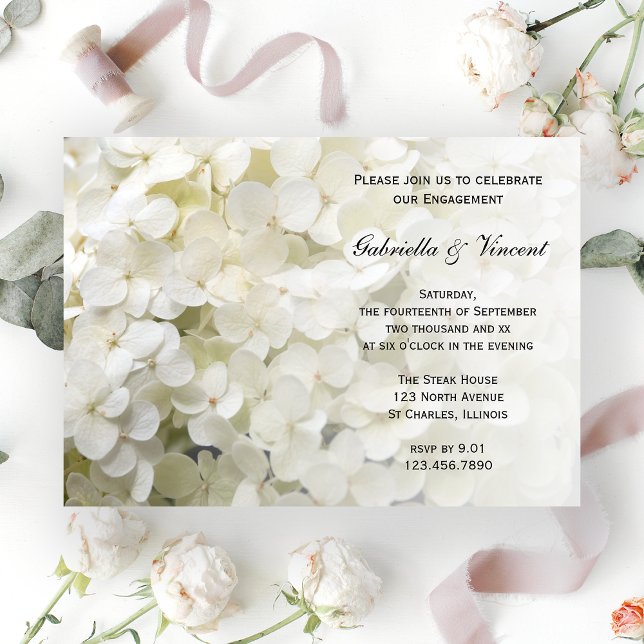 Invitación Partido de compromiso floral de Hydrangea blanca (Subido por el creador)