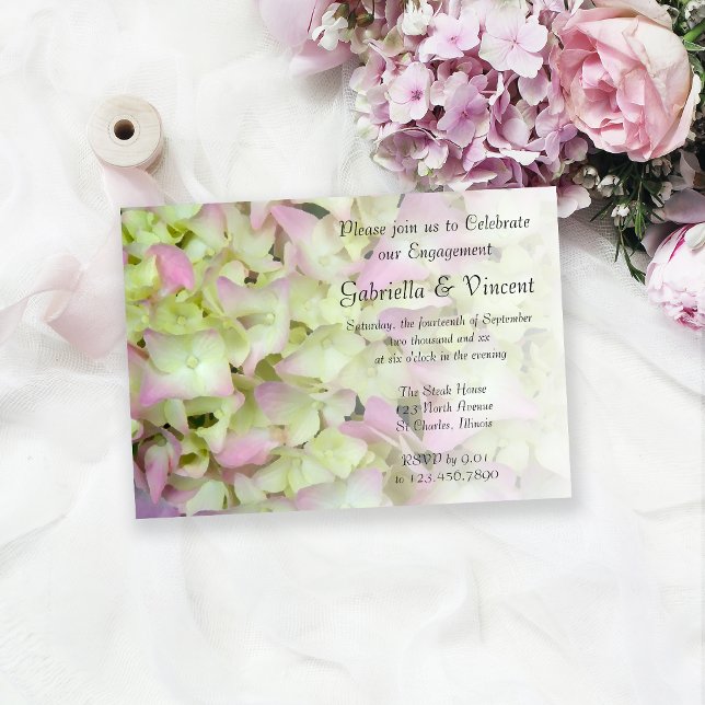 Invitación Partido de compromiso floral de Hydrangea casi ros (Subido por el creador)