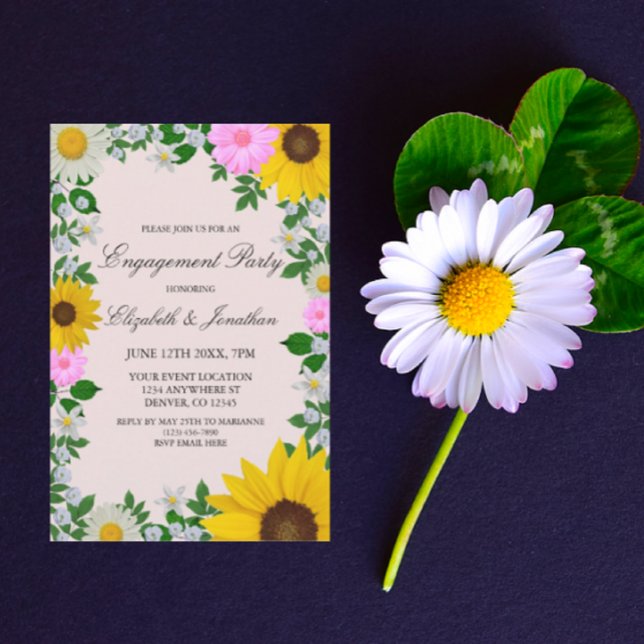 Invitación Partido de compromiso floral de la margarita del g (Subido por el creador)