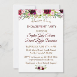 Invitación Partido de compromiso floral de la marina de moda 