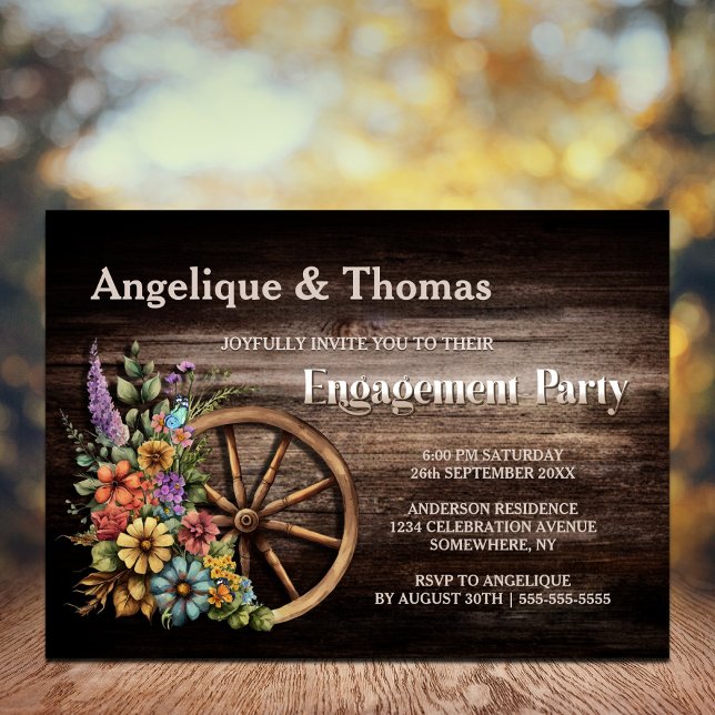 Invitación Partido de Compromiso Floral de Madera Rusa (Subido por el creador)