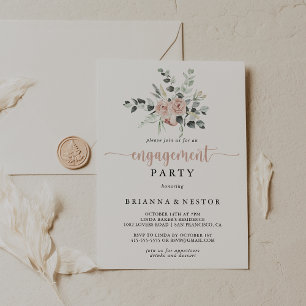 Invitación Partido de compromiso floral de rosa rosa rosado c