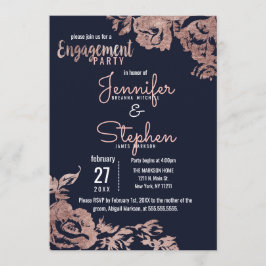 Invitación Partido de compromiso floral de Rosa y azul de la 