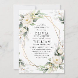 Invitación Partido de compromiso floral de vegetación de rosa