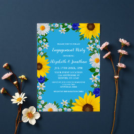 Invitación Partido de compromiso floral de verano en el cielo