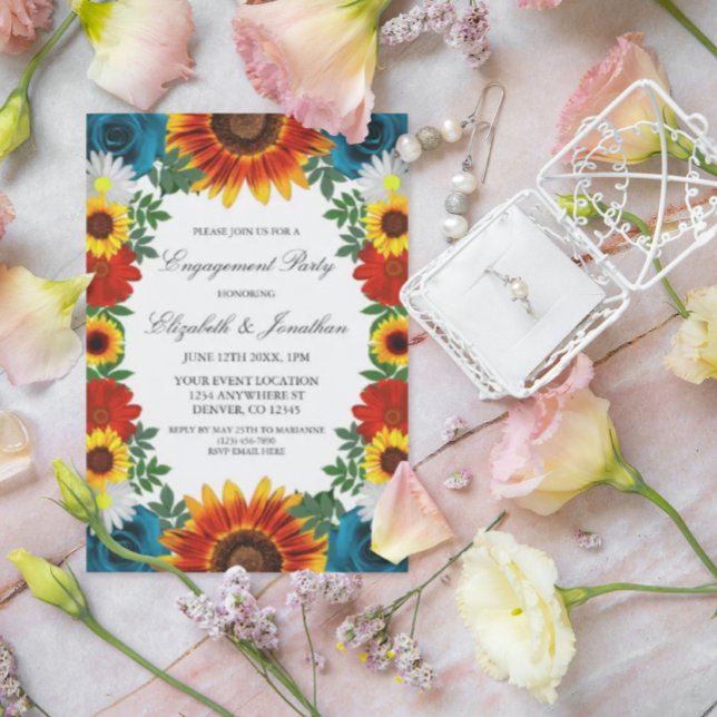 Invitación Partido de compromiso floral de verano en el patio (Subido por el creador)