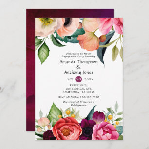 Invitación Partido de compromiso floral de Watercolor Boho