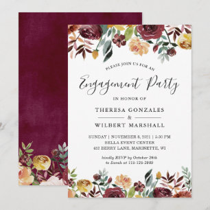 Invitación Partido de compromiso floral del Naranja Rojo Borg