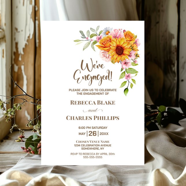 Invitación Partido de compromiso floral del Rosa de girasol (Subido por el creador)
