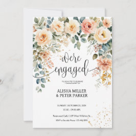 Invitación Partido de compromiso floral elegante de acuarela