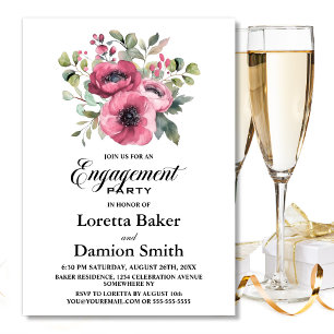Invitación Partido de compromiso floral rosado