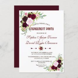 Invitación Partido de compromiso floral Royal Burgundy Marsal