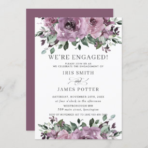 Invitación Partido de compromiso floral Rustic Mauve Purple P