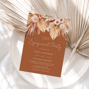 Invitación Partido de compromiso floral seco Boho Terracotta