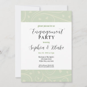 Invitación Partido de compromiso floral verde y blanco modern