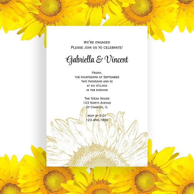 Invitación Partido de Compromiso Gráfico con Girasol (Subido por el creador)