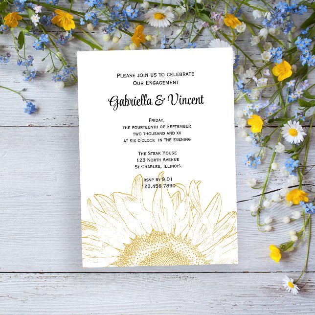 Invitación Partido de compromiso gráfico de girasol amarillo (Subido por el creador)