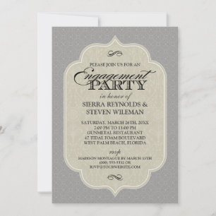 Invitación Partido de compromiso gris de cañón de Damasco bar
