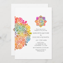 Invitación Partido de compromiso indio Rainbow Mandala